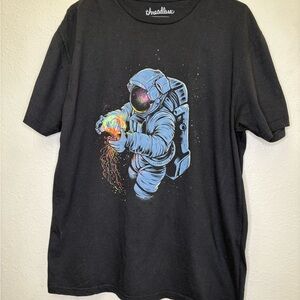 Threadless Astronaut Graphic T-Shirt Men’s Large Black Space Art Tee